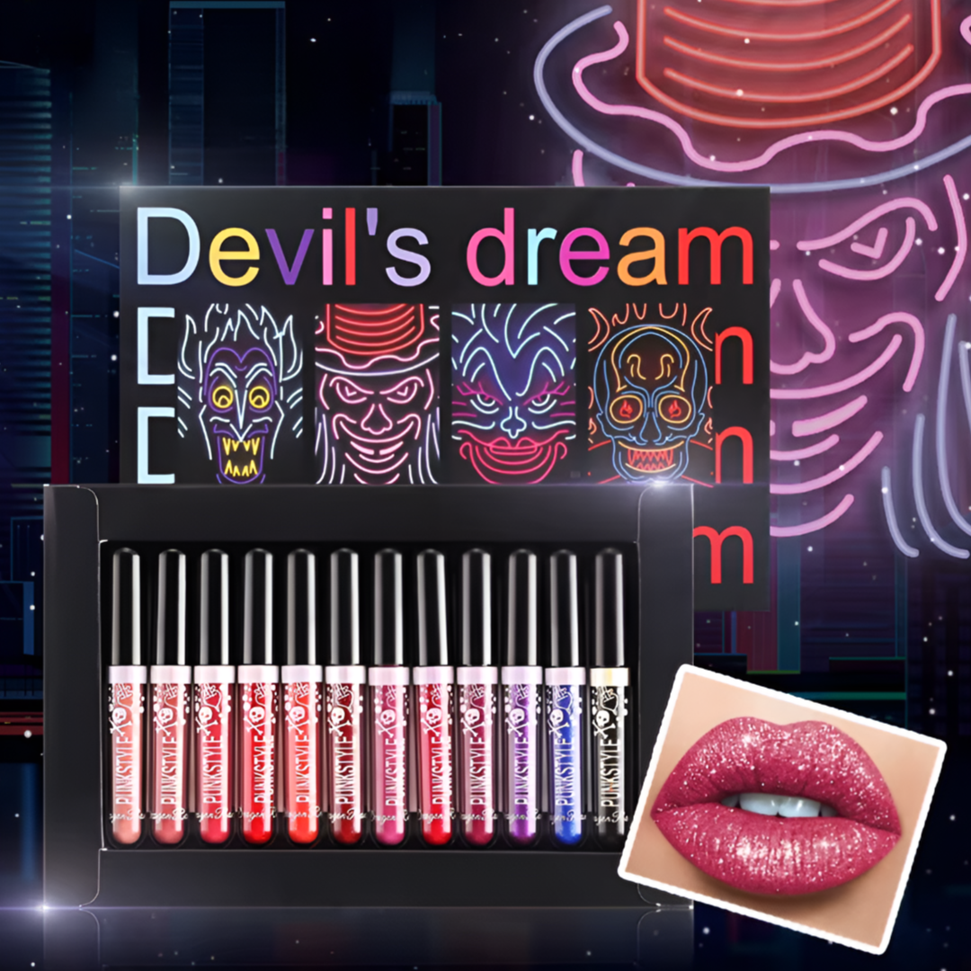 Devil’s Dream™ – 12-Color Glitter Lip Gloss & Lip Tint Kit